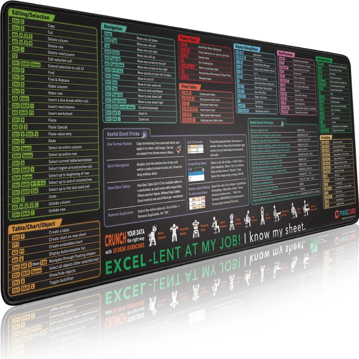 Tech Accessories For Office Desk - Office Excel Shortcut Large Mouse Pad,