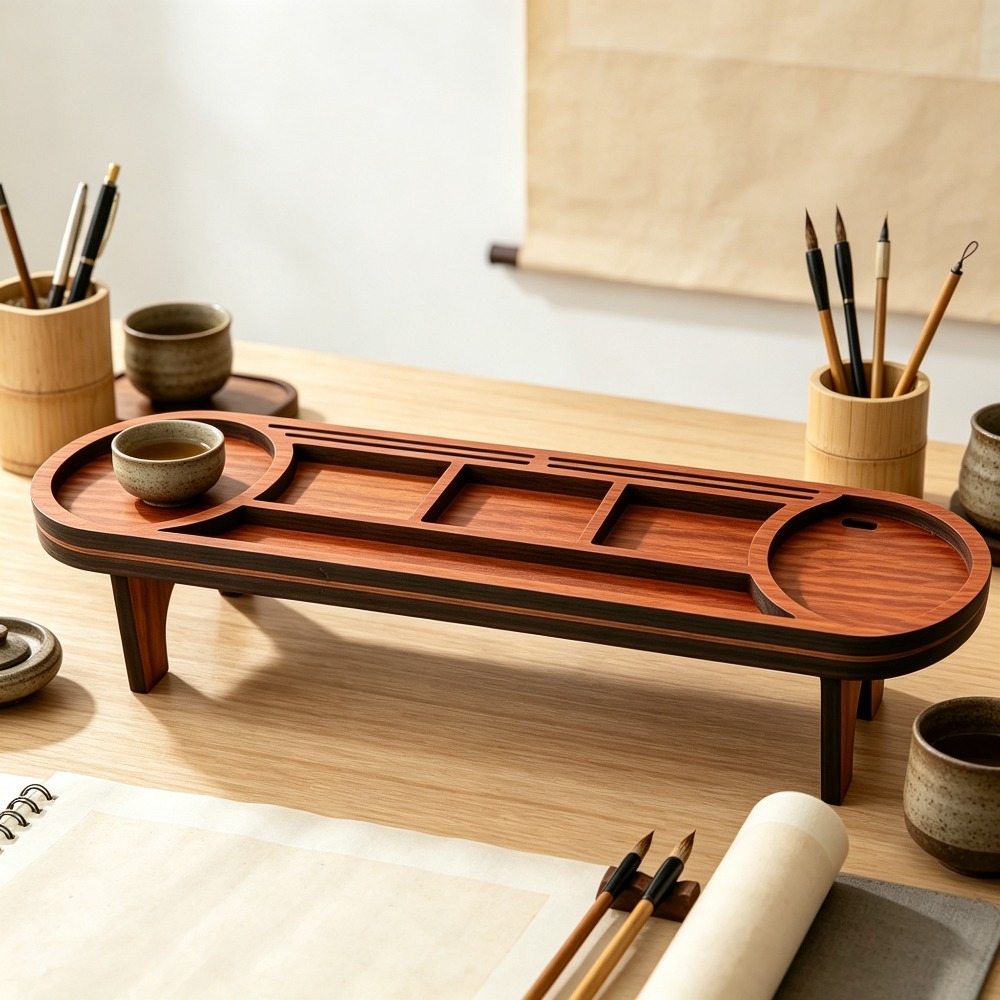 Wooden Desk Organizer with Pho - Tech Office Accessories ulasan dan harga