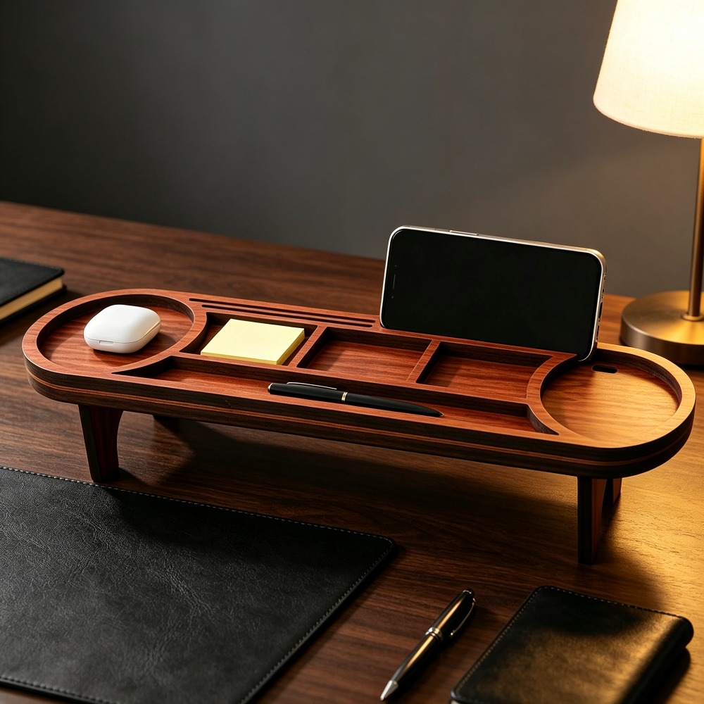 Wooden Desk Organizer with Pho - Tech Office Accessories ulasan dan harga